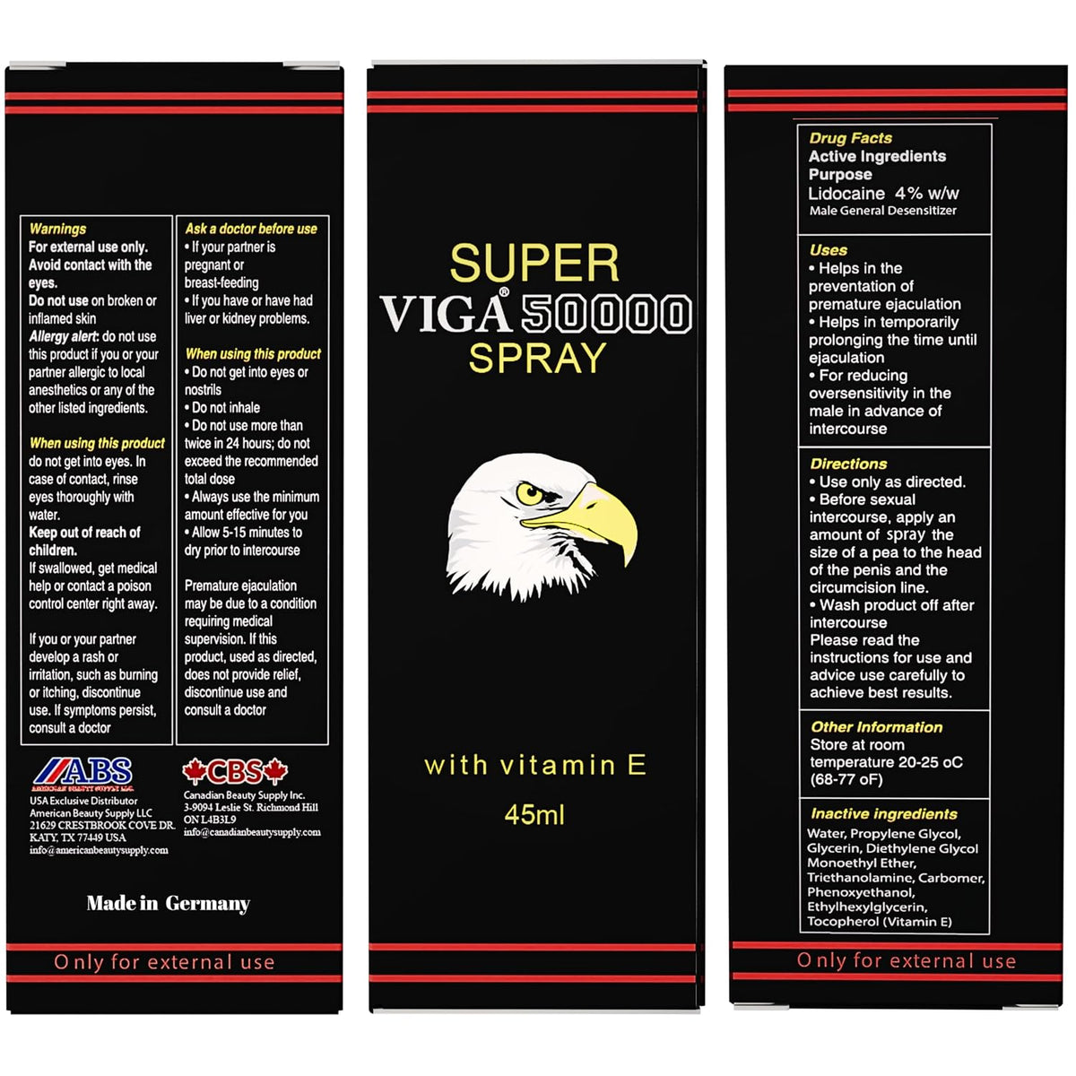 Super VIGA 50000 Men's Personal Care Spray with Vitamin E - 1.52 fl oz (45 ml)